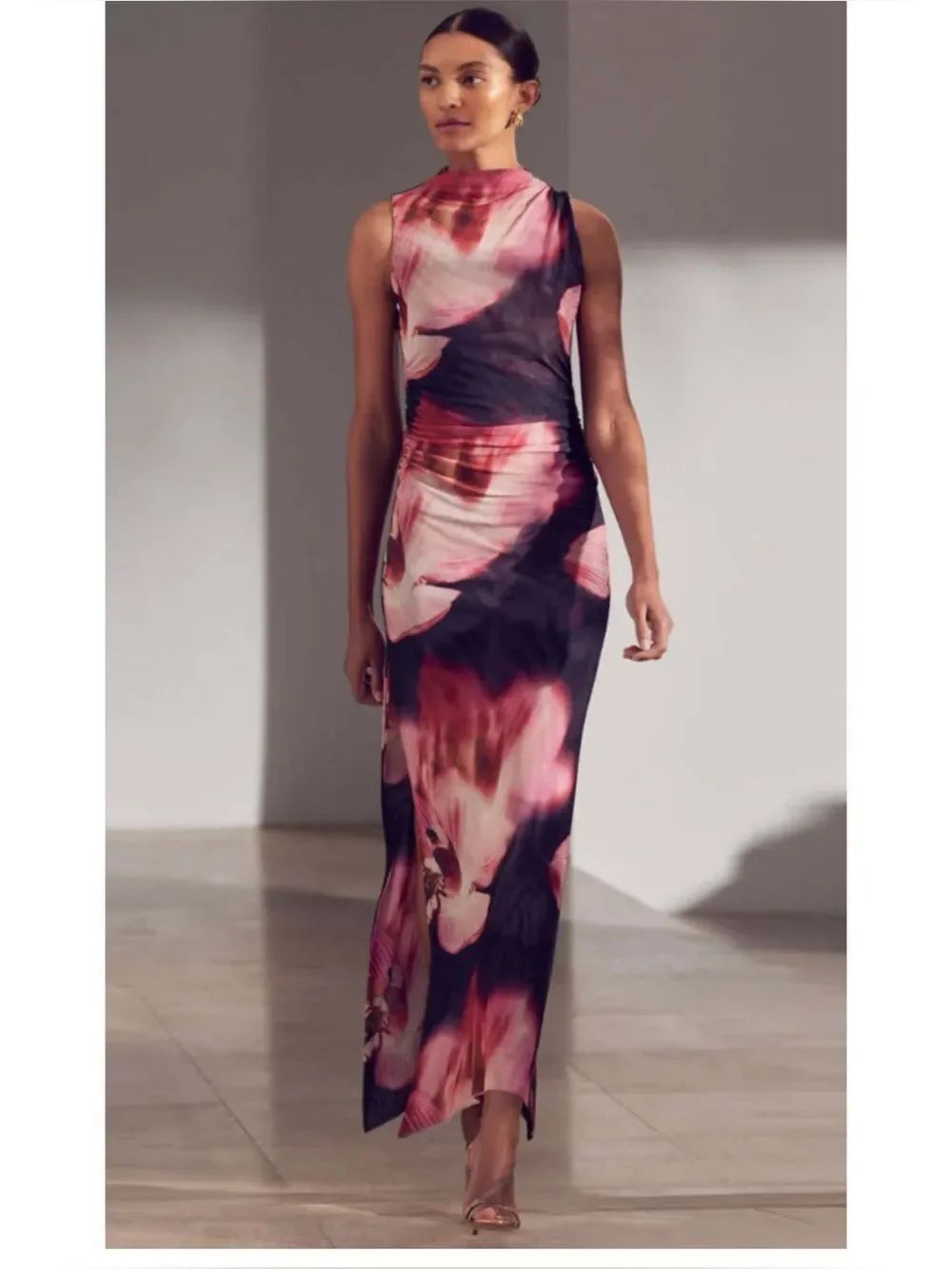 MISA Los Angeles Athena Maxi Dress in MIDNIGHT ORCHID MESH Size S ~ Excellent